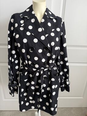 Anne Klein Polka Dot Trench Coat Small
